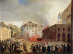 Unbekannter Künstler - Sturm auf das Chateau d'Eau am Palais Royal in Paris am 24. Februar 1848