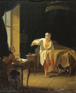 Huber, Jean - Voltaire beim Aufstehen in Ferney