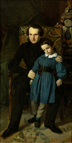Chatillon, Auguste de - Porträt von Victor Hugo (1802-1885) mit seinem Sohn