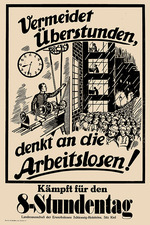 Unbekannter Künstler - Vermeidet Überstunden, denkt an die Arbeitslosen! Kämpft für den Achtstundentag