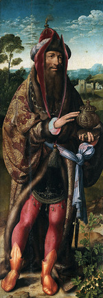 Cleve, Joos van - Die Anbetung der Könige (Triptychon, linke Tafel)