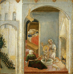 Gentile da Fabriano - Die Geburt des Heiligen Nikolaus (aus dem Quaratesi-Polyptychon)