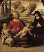 Ortolano (Benvenuti), Giovanni Battista - Madonna mit dem Kind, dem Johannesknaben und Heiligen Scholastika