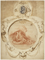 Andrea del Sarto - Drache, der eine Schlange verschlingt. Mit Porträt von Andrea del Sarto