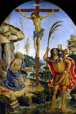 Pinturicchio, Bernardino - Die Kreuzigung zwischen den Heiligen Hieronymus und Christophorus