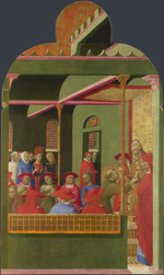 Sassetta - Heiliger Franziskus vor dem Papst Honorius III. (Altartafel von Borgo del Santo Sepolcro)