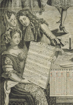 Unbekannter Künstler - Porträt von Komponist Marc-Antoine Charpentier (1634-1704). Aus Pierre Landrys Almanach Royale 
