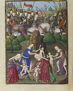 Unbekannter Künstler - Amazonen im Kampf. Aus Speculum historiale von Vincent de Beauvais