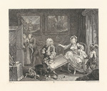 Hogarth, William - Der Lebenslauf einer Prostituierten. Szene 2: Moll als Kurtisane eines reichen Kaufmanns