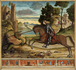 Carpaccio, Vittore - Das Drachenwunder des heiligen Georg mit Vita