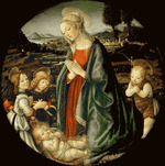 Botticini, Francesco - Die Anbetung des Christuskindes mit Johannes dem Täufer und zwei Engeln
