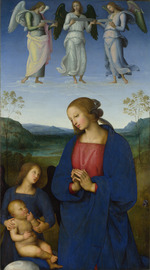 Perugino - Madonna und Kind mit einem Engel (Aus dem Altartriptychon der Certosa von Pavia)