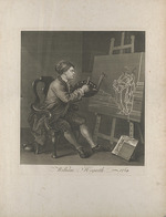 Hogarth, William - Selbstbildnis (Hogarth malt die komische Muse)
