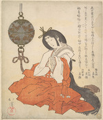 Hokkei, Totoya - Sitzende Kanjo (Hofdame) mit einem Tsurikoro (hängendes Räuchergefäß) neben ihr