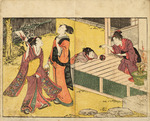Utamaro, Kitagawa - Mädchen bei Neujahrsspielen. Aus Blumen der vier Jahreszeiten (Ehon shiki no hana)