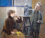 Edelfelt, Albert Gustaf Aristides - Porträt von Bildhauer Ville Vallgren (1855-1940) und seine Frau Antoinette