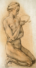 Buonarroti, Michelangelo - Studie eines knienden nackten Mädchens für Die Grablegung