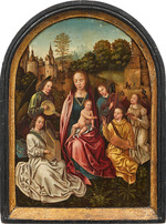 Meister des Morrison-Triptychons - Maria mit Kind, umgeben von musizierenden Engeln