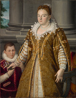 Allori, Alessandro - Porträt von Bianca Capello (1548-1587), Großherzogin der Toskana mit Ihrem Sohn