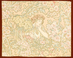 Mucha, Alfons Marie - Frau zwischen Blumen (bedruckter Stoff)