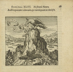 Merian, Matthäus, der Ältere - Emblem 43. Hör zu dem redenden Geier, der dich keineswegs täuscht. Aus Atalanta fugiens von Michael Maier