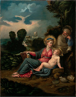 Girolamo da Carpi (Girolamo Sellari) - Die Heilige Familie in einer Landschaft