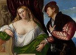 Licinio, Bernardino - Dame und ihr Freier (Frau, von ihrem Liebhaber besucht)