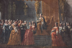 Spolverini (Mercanti), Ilario Giacinto - Die Handkuss-Zeremonie am Hofe der Königin Elisabetta Farnese
