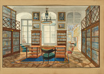 Unbekannter Künstler - Die Bibliothek im Palais Clary-Aldringen, Wien, mit Blick zur Herrengasse