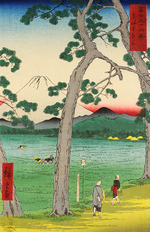 Hiroshige, Utagawa - Berg Fuji, links von der Tokaido-Straße gesehen (Aus der Serie 36 Ansichten des Berges Fuji)