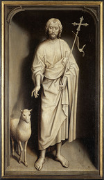 Memling, Hans - Triptychon des Willem Moreel, Rückseite: Der Heilige Johannes der Täufer