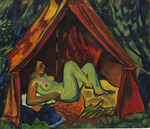 Pechstein, Hermann Max - Rotes Zelt mit weiblichem Akt: Danae