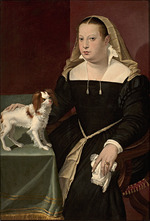 Passerotti (Passarotti), Bartolomeo - Bildnis einer Dame mit Hund