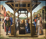Bastiani, Lazzaro - Weihnachten zwischen Heiligen Jakobus und Eustachius, Nikolaus und Markus