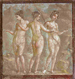 Römisch-pompejanische Wandmalerei - Die drei Grazien