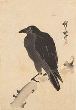 Kyosai, Kawanabe - Krähe auf Ast