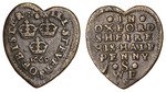 Numismatik, Westeuropäische Münzen - Britischer herzförmiger Halfpenny-Token, Oxfordshire