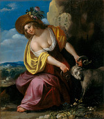 Bijlert (Bylert), Jan, van - Junge Frau, einen Widder haltend