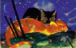 Marc, Franz - Zwei Katzen. Postkarte aus Sindelsdorf an Lily Klee
