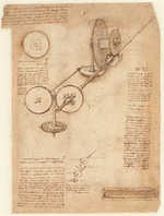 Leonardo da Vinci - Codex Atlanticus, folio 10 recto: ein wassergetriebenes Walzwerk zur Herstellung von Eisenstäbe für Kanonen