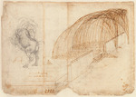 Leonardo da Vinci - Codex Atlanticus, folio 72 recto: Projektilschauer und Skizze eines Pferdes