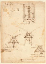 Leonardo da Vinci - Codex Atlanticus, folio 755 recto: Studien für eine Flugmaschine