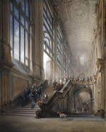 Bossoli, Carlo - König Viktor Emanuel II., Camillo Benso Graf von Cavour mit Gefolge auf den Stufen des Palazzo Madama