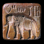 Indus-Zivilisation - Elefant-Siegel mit Indusschrift aus der archäologischen Stätte Mohenjo-Daro, Indus-Tal