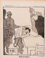 Rieth, Paul - Trotzki lernt schreiben (Friedensvertrag von Brest-Litowsk). Aus: Jugend, 1918, Nr. 10