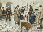 Wladimirow, Iwan Alexejewitsch - Szenen aus der Russischen Revolution: Beschlagnahme des Inhalts von Schließfächern bei der Bank in Petrograd