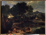 Millet, Jean-François, the Elder - Landscape with a flock of sheep on road