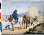 Klein, Johann Adam - A Horse And Cart at the River