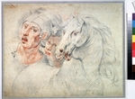 Cesari, Giuseppe - Study of a horse and two Soldiers