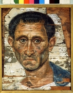 Fayum mummy portraits - Portrait of a Middle-agged Man in a blue Cloak